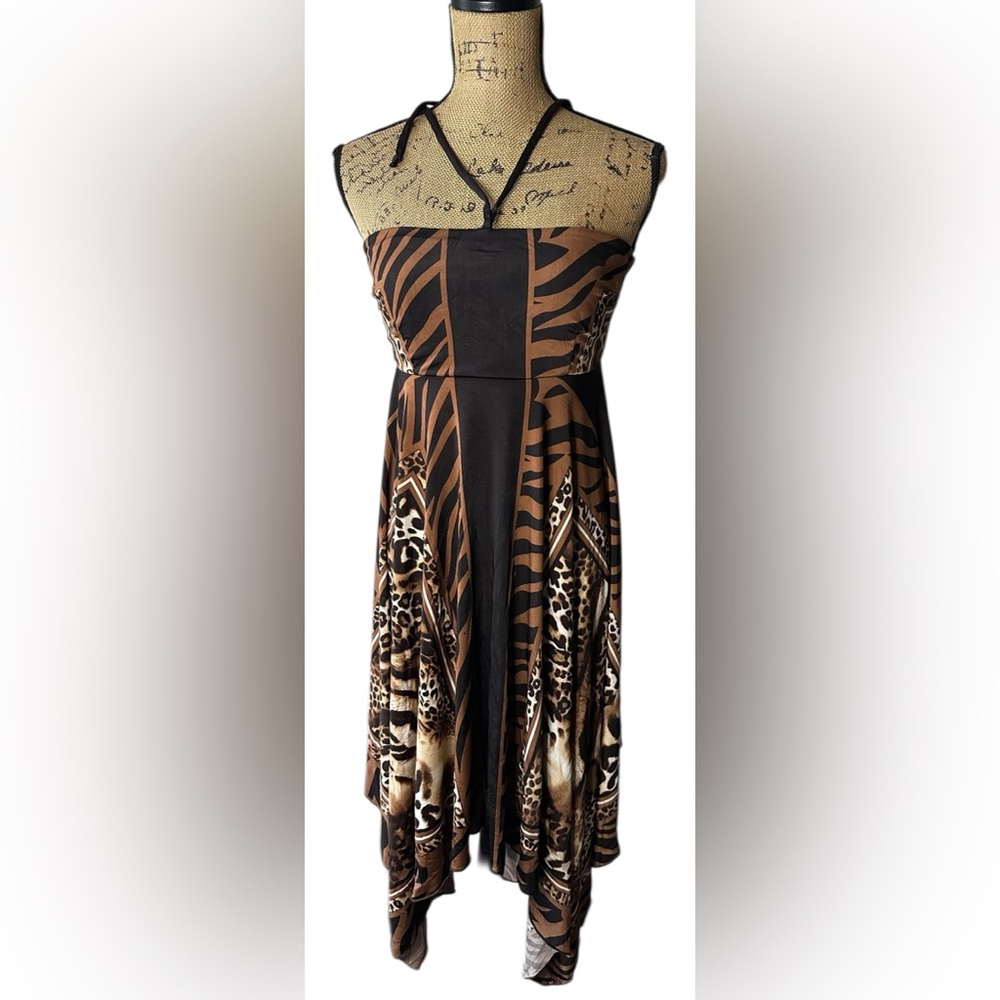 JFW Just For Wraps Animal Print Halter Dress